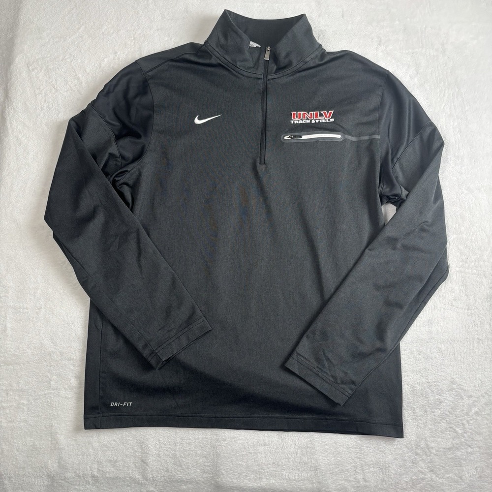 Nike Dri-Fit UNLV Track Field Black 1/4 Zip Pullover LS Active Top Men's Large